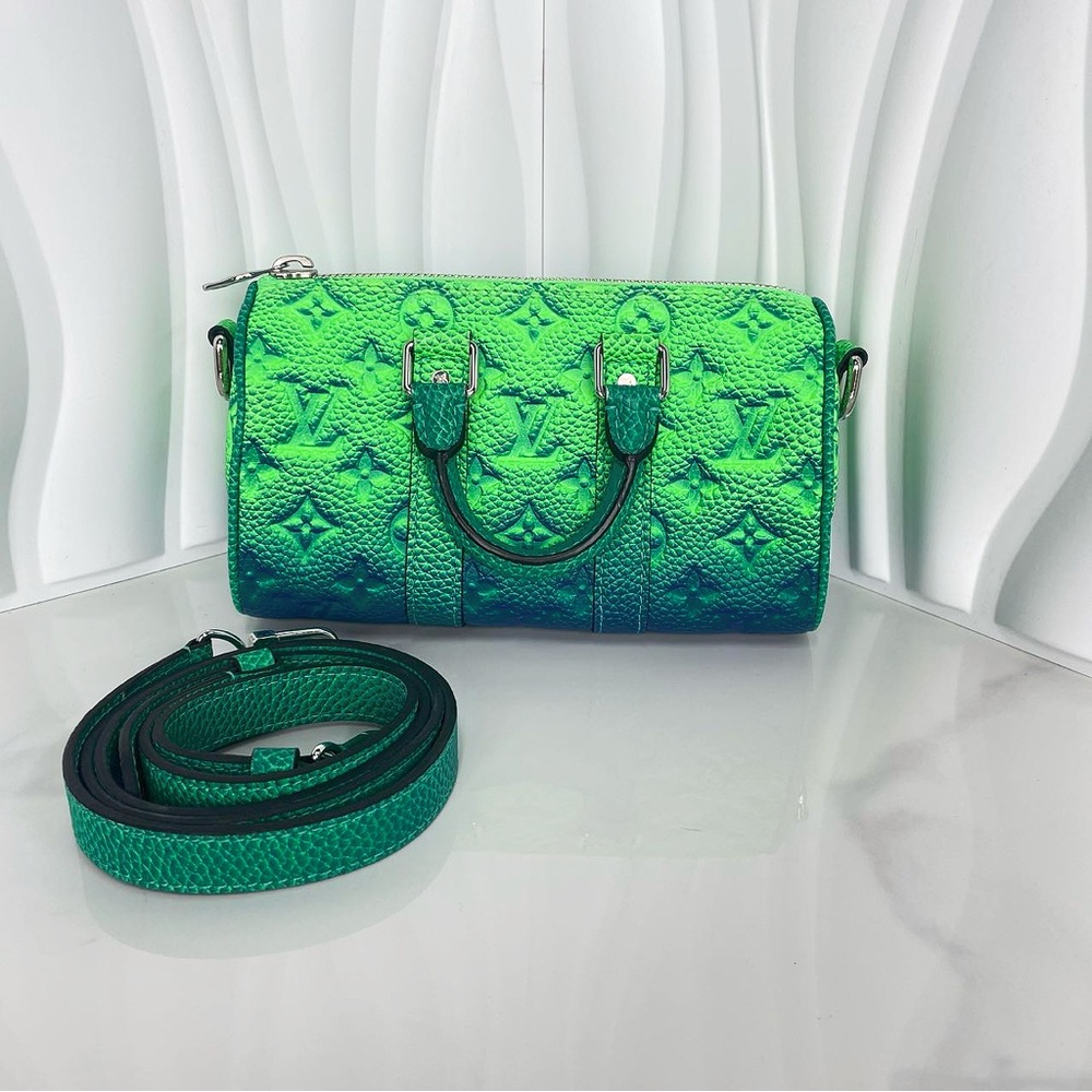 Louis Vuitton Green and Blue Ombre Monogram Empreinte Speedy Bandouli